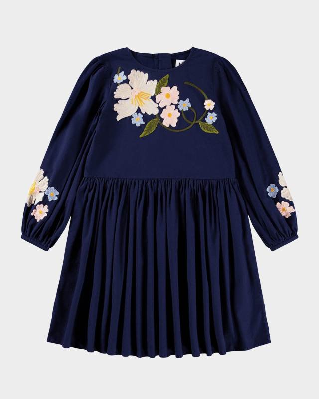 Girl's Camma Floral Embroidered Dress, Size 3T